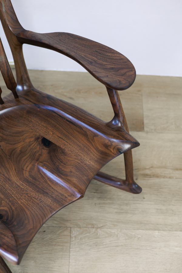 Elegant wooden rocking chair handcrafted in South Africa